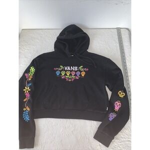 Vans Day Of The Dead Black Hoodie Small Dia De Los Muertos Cropped Girls Women